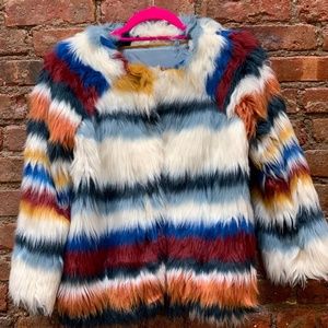 Multi color Faux Fur Vegan Jacket